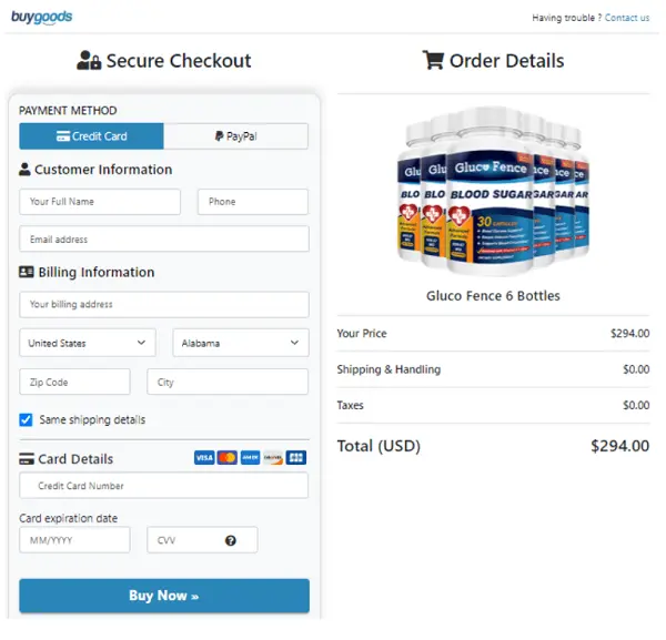 GlucoFence order page